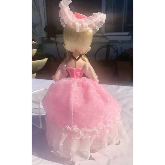 Vtg 70s MCM Bradley Big Eye Doll Southern Belle Hand Painted Nylon Face Pink 12” - Picture 4 of 16
